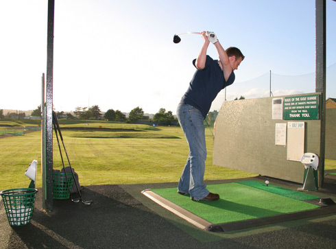 Golf practice at the driving range